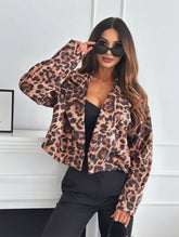 Aurohaya Short Leopard Biker Jacket for Women